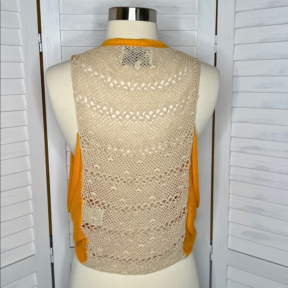 3.1 Phillip Lim Vibrant Orange Button-Up Vest Lace Back Front Pockets Small - Picture 5 of 8